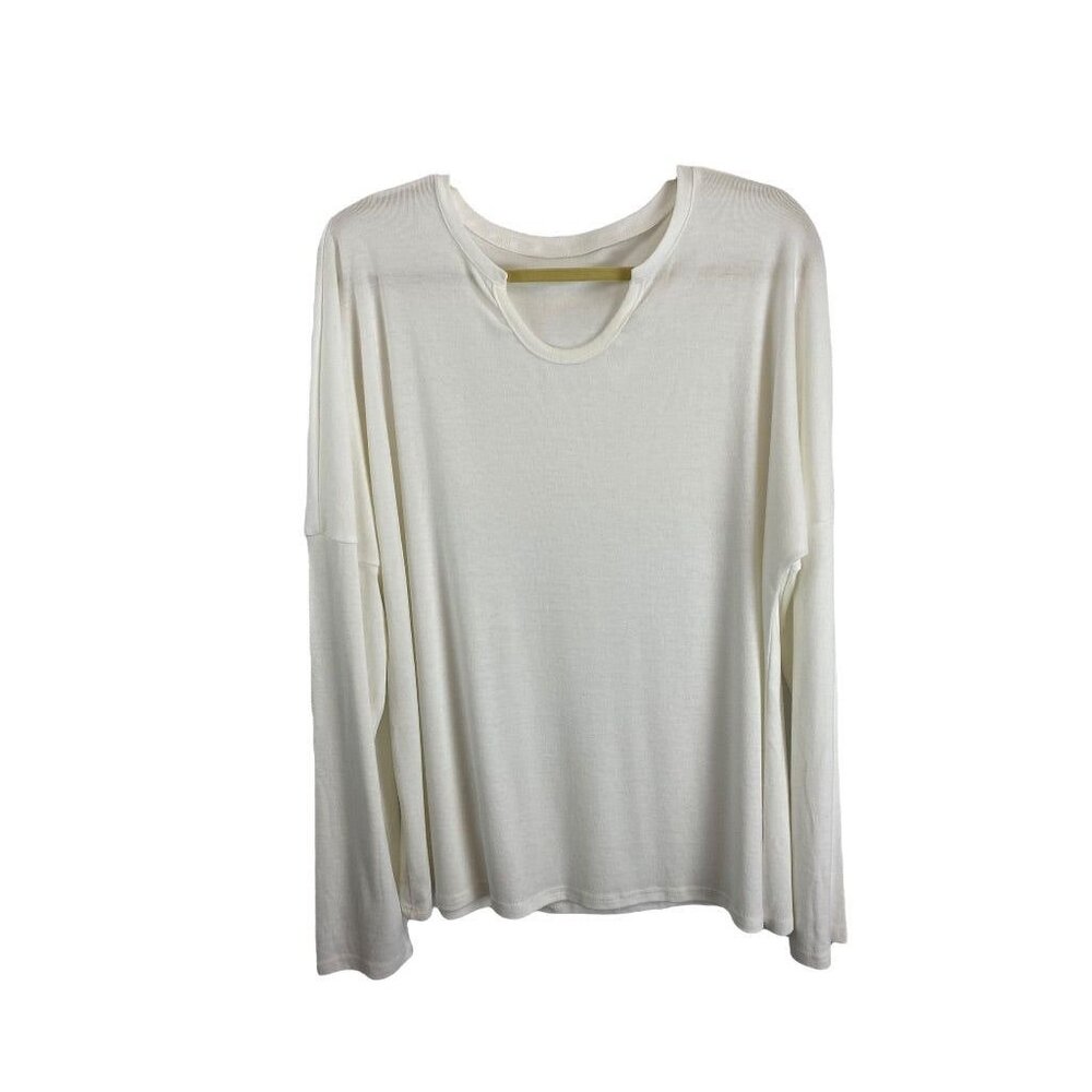 XXL Women's‎ White Long Sleeve Tshirt Unbranded Modified Scoop Neck